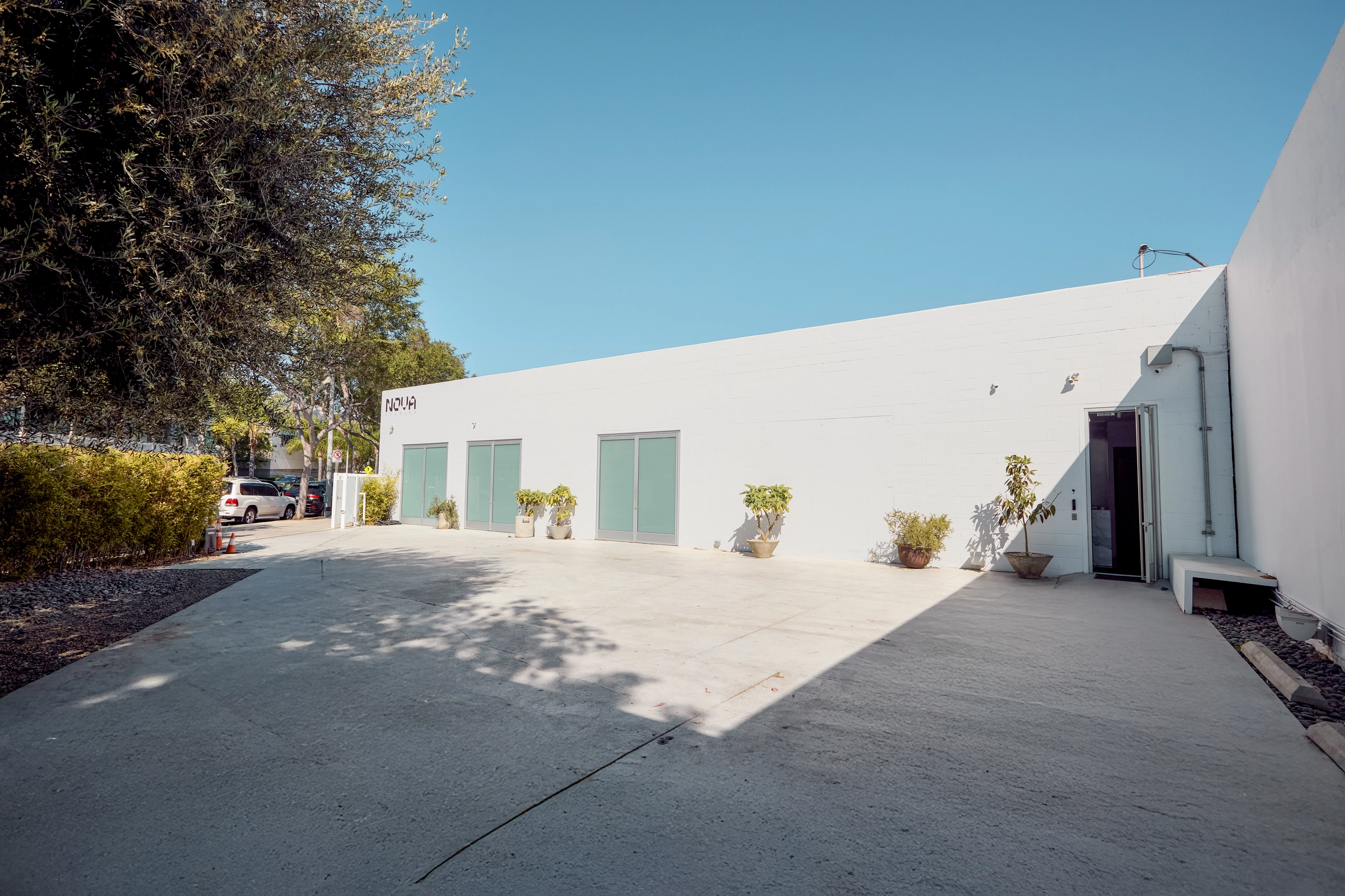 NOVA Studios building exterior with parking